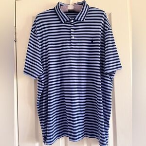 Polo by Ralph Lauren Navy and Light Blue Striped Polo Shirt Men Size XXL